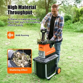Coupon TOPSHAK WS2 TOPSHAK WS2 Electric Garden Shredder 2800W Wood Shredder 45MM Max Cutting Diameter 60L Plant Branch Shredder with Wheels