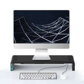 llano Supporto per Monitor Supporto per Monitor Riser Pieghevole Supporto per Laptop Supporto da Tavolo Staffa con USB3.0 Type-C Porta Trasferimento Dati Q15 per Macbook Computer Laptop