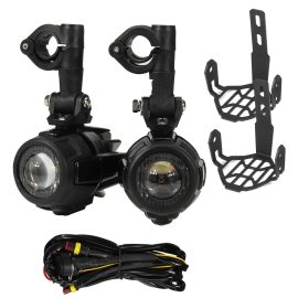 Coupon 12V/24V 10-30V 60W 4000LM Pair Second Generation Motorcycle LED Auxiliary Fog Spot Light with Protector Cover and Wiring Harness Switch For BMW R1200GS F800GS