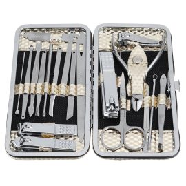 Coupon 19PCS Stainless Steel Nail Clippers Pedicure Manicure Set Cleaner Cuticle Grooming Kit