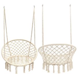 Coupon 47.2inch Portable Hanging Cotton Rope Macrame Swing Hammock Chairs Room Decoration Art 120kg