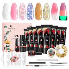 Coupon 8 Colors Nail Extension Kit Quick Builder Luminous UV Gel Nail Art for Beginners DIY Tool