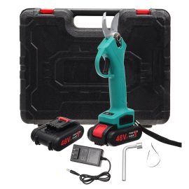 Coupon 98VF 110-240V 30mm Cordless Electric Branch Scissors Pruning Shear Pruner Ratchet Cutter with 2 Battery