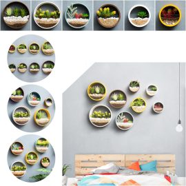 Coupon Acrylic Iron Round Gardening Flower Pot Succulent Plant Planters Round Iron Art Acrylic Flower Stand Hanging Decorative Flower Pot