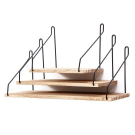 Coupon AGSIVO 3pcs/set Metal Storage Rack Shelf Black Retro Wood Industrial Style