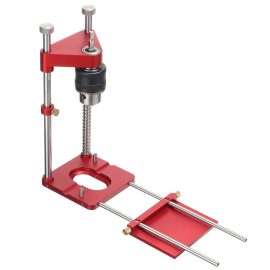 Coupon All Aluminum Alloy Adjustable Woodworking Drill Locator Pro Auto Line Drill Guide Puncher Mini Bench Drill Press Precise Positioning Tools Hole Drill
