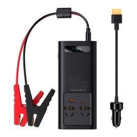 Coupon Baseus Super Si Power Inverter 500W 12V to 220V Pure Sine Wave with AC & USB & Type-C 4 Ports Output Car Charger Voltage Booster