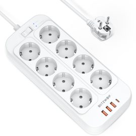 Coupon BlitzWolf® BW-PC2 2500W Power Strip USB Super-fast Charger With 8*AC Outlet / 20W USB-C PD Power Delivery / 18W 3*USB-A QC3.0 Output EU Plug Fast Charging For iPhone 13 13 Pro Max 13 Mini For OnePlus 9Pro For Xiaomi MI10