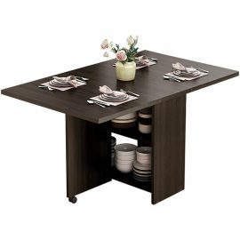 Coupon Dinaza Marble Dining Table Folding Movable 2-Layer Storage Desk with Wheels Save Space Living Room Restaurant Kitchen Furniture