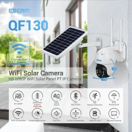 Coupon ESCAM QF130 1080P PT WIFI Battery PIR Alarm IP Camera With Solar Panel Full Color Night Vision Two Way Audio IP66