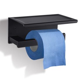 Coupon Gemitto Toilet Paper Holder with Shelf Wall-Mounted Toilet Paper Holder Set No-Drill Adhesive