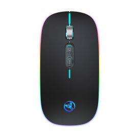 Coupon HXSJ M103FGS Mouse Multi-Mode 2.4GHz Wireless bluetooth5.1 Adjustable 800-1600DPI Silent Button Rainbow LED Breathing Light Rechargeable Slim Mice for Office Business Laptop