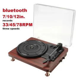 Coupon INSMA Turntable Record Player Audio bluetooth Speaker 3 Speeds Play 33/45/78RPM – EU Plug