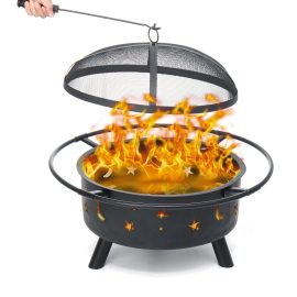 Coupon Kingso 24″ Wood Burning Fire PitsIron Black Camping Metal Firepits with Poker Manual