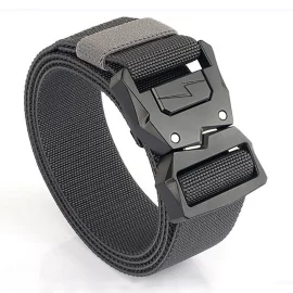 Coupon Men 125cm Nylon Breathable Tactical Belt Military Hiking Rigger Web Work Belt with Heavy Duty Quick Release Buckle