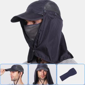Coupon Men Bucket Hats Nylon Adjustable Breathable Removable Outdoor Quick-drying Sunscreen Waterproof Fisherman Hat Breathable Bucket Hat
