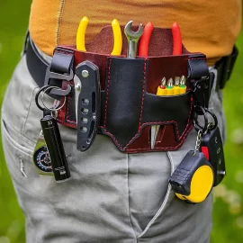 Coupon Men Genuine Leather Vintage Multitool EDC Belt Bag Durable Multifunctional Portable Belt Loop Waist Small Bag