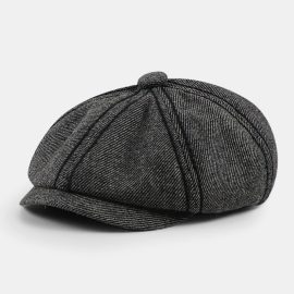 Coupon Men Retro Twill British Style Autumn Winter Keep Warm Octagonal Hat Newsboy Hat