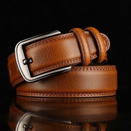 Coupon Men Two Layer Cowhide Solid Color Alloy Pin Buckle Casual Business Belt