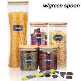 Coupon SAWAKE Glass Storage Jar 5 Set Food Storage Containers Airtight Food Jars with Bamboo Wooden Lids