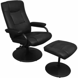 Coupon TV armchair with footstool artificial leather black