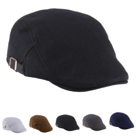 Coupon Unisex Cotton Blend Beret Hat Paper Boy Duckbill Golf Flat Buckle Cabbie Cap For Men Women