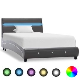 Coupon Vidaxl Bed Frame with Remote Control LED Comfortable Backrest Artificial Leather Gray 90×200 cm