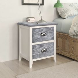 Coupon VidaXL Modern Design Nightstand Bedside Tables 2 Pcs with 2 Drawers Gray and White