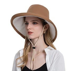 Coupon Women Polyester Cloth Casual Ourdoor Double-side Back Brim Extended Foldable Sunshade Bucket Hats