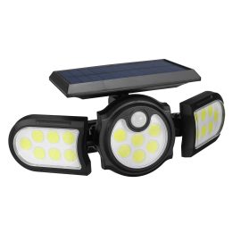 Coupon 140 COB Solar Wall Light Three-Head Induction Motion Sensor Street Light Garden Courtyard Pathway Lawn