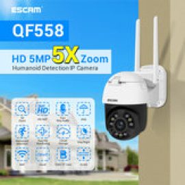 Coupon ESCAM QF558 5MP 5X Optical Zoom WIFI IP Camera PTZ Wireless WIFI Smart Dual-light Humanoid Detection Two-way Voice ONIVF Night Vision Security Camera