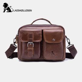 Coupon Men Genuine Leather Vintage Business Bag Crossbody Bag Handbag For Work