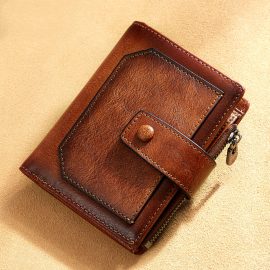 Coupon Men Genuine Leather Vintage RFID Large Capacity Wallet Multiple Card Slots Design Purse