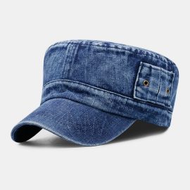 Coupon Men Made-old Washed Denim Casual Outdoor Breathable Flat Hat Peaked Cap