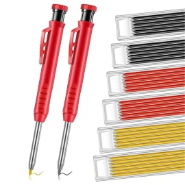Coupon Mini Solid Carpenter Pencils Built-in Sharpener Woodworking Mechanical Deep-hole Marker Picture Pencil Adjustable Cartridge Refill