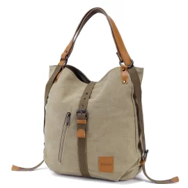 Coupon Multifunctional Canvas Bag Women Convertible Backpack Purse Ladies Shoulder Bag Casual Handbag