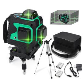 Coupon MUSTOOL 3D Green Auto Laser Level 12 Lines 360° Horizontal & Vertical Cross Build Tool Measuring Tools with 2 Batteries