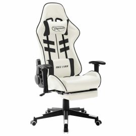 Coupon VidaXL Gaming Chair White and Black Artificial Leather Racing Chair Height Adjustable 360°Swivel for Home Office