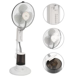 Coupon vidaXL Spray Mist Standing Fan Pedestal Fan 3 Gear Wind Speed Timing Function 47.9 m³/min Airflow Humidifier Fan for Home Bedroom Office
