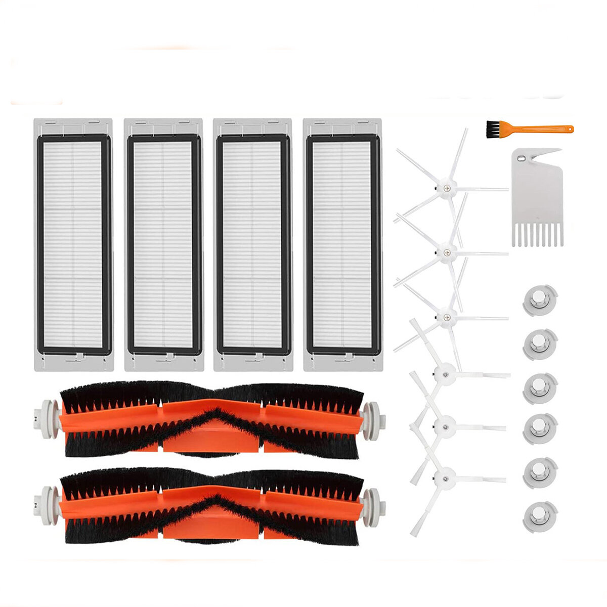 Coupon 20pcs Replacements for Roborock S4 S5 S6 E4 E20 E25 E35 S50 S65 Xiaomi Mi Mijia Robotic Vacuum Cleaner Parts Accessories Roller Brush*2 Side Brush*6 Filter*10 Cleaning Tool*2 [Not-original]