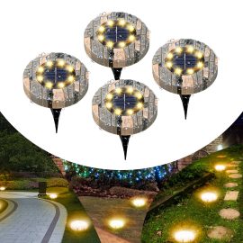 Coupon 4Pcs Solar Buried Lamp With 8pcs Lamp Beads 1.2V Monocrystalline Silicon Solar Panel IP65 Waterproof Grade Solar Light