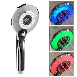 Coupon Bakeey LED Light LCD Display Third Gear Water Flow Self Illumination Temperature Control Shower Head For Smart Home