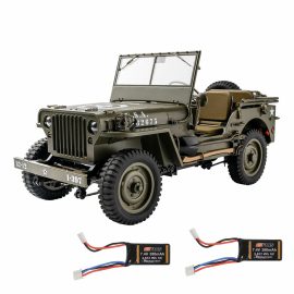 Coupon Eachine Rochobby 1941 Willys MB 1/12 RC Car with Two Batteries RC Off-Road Crawler RTR RC Army Truck with LED Lights 2-Speed Gearshift and Remote Control