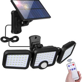Coupon Elfeland 3.7V 108 Lamp Beads Three head Solar Split Wall Lamp Three speed Induction Mode Witn One Controller