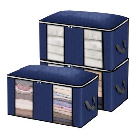 Coupon KING DO WAY 3PCS Clothes Storage Bag Non-woven Fabric Two-window Foldable Storage Bag