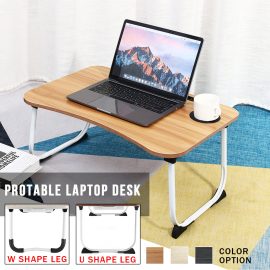 Coupon Multifunctional Folding Wooden Lazy Bed Desk Macbook Table with Pen Cup Slot Storage Drawer