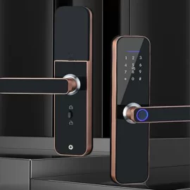 Coupon Smart Door Lock Fingerprint Keyless Multi-function Unlock Digital Deadbolt Bluetooth WiFi Key Wireless Room Door Anti-theft – Double Bolt Door Lock,Fingerprint + Password + Card + Key + WeChat Mini Program Black