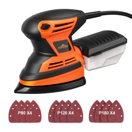 Coupon TOPSHAK TS-SD3 200W Mouse Detail Sander Small Sander with 12Pcs Sandpapers Dust Collection Box Hand Sander EU/US Plug