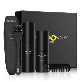 Coupon 4 Pcs/Set Men Beard Growth Kit Hair Growth Enhancer Thicker Oil Nourishing Leave-in Conditioner Beard Growth Oil with Comb
