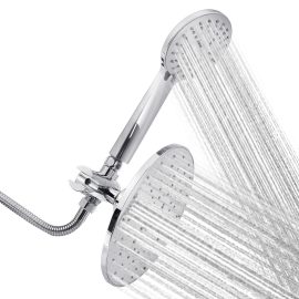 Coupon 5PCS High Pressure Double Head Shower Chrome Plated Three Ways Shunt With Bracket Rain Shower Head